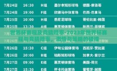 世界杯赛程及竞猜赔率-2023年世界杯赛程与竞猜赔率，激情与策略的碰撞