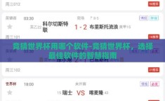 竞猜世界杯用哪个软件-竞猜世界杯，选择最佳软件的智慧指南