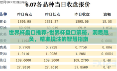 世界杯盘口推荐-世界杯盘口策略，洞悉胜负，精准投注的智慧指南