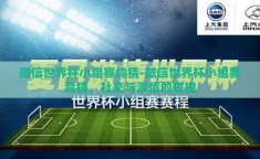 微信世界杯小组赛竞猜-微信世界杯小组赛竞猜，社交与激情的碰撞