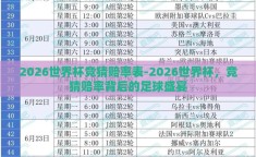 2026世界杯竞猜赔率表-2026世界杯，竞猜赔率背后的足球盛宴