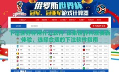 下注世界杯用什么软件-探索世界杯观赛新体验，选择合适的下注软件指南