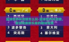 篮球世界杯竞猜怎么玩-篮球世界杯竞猜，解锁观赛新乐趣的趣味指南