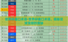 世界杯盘口术语-世界杯盘口术语，揭秘足球竞猜的奥秘