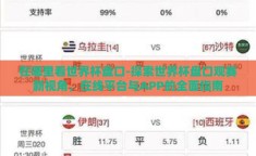 在哪里看世界杯盘口-探索世界杯盘口观赛新视角，在线平台与APP的全面指南