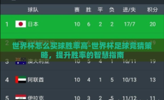 世界杯怎么买球胜率高-世界杯足球竞猜策略，提升胜率的智慧指南