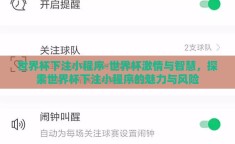 世界杯下注小程序-世界杯激情与智慧，探索世界杯下注小程序的魅力与风险