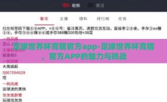足球世界杯竞猜官方app-足球世界杯竞猜，官方APP的魅力与挑战