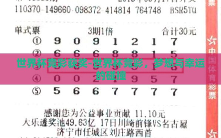世界杯竞彩获奖-世界杯竞彩，梦想与幸运的碰撞