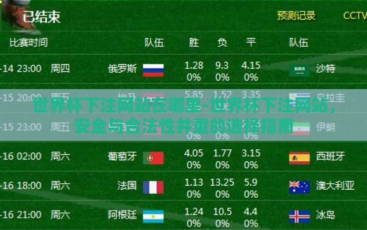 世界杯下注网站在哪里-世界杯下注网站,安全与合法性并重的选择指南 世界杯下注网站在哪里-世界杯下注网站,安全与合法性并重的选择指南