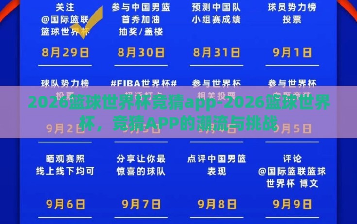 2026篮球世界杯竞猜app-2026篮球世界杯，竞猜APP的潮流与挑战