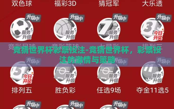 竞猜世界杯彩票投注-竞猜世界杯,彩票投注的激情与策略 竞猜世界杯彩票投注-竞猜世界杯,彩票投注的激情与策略