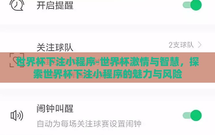 世界杯下注小程序-世界杯激情与智慧，探索世界杯下注小程序的魅力与风险